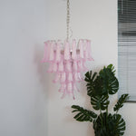 Murano Pink Glass Petals Chandelier