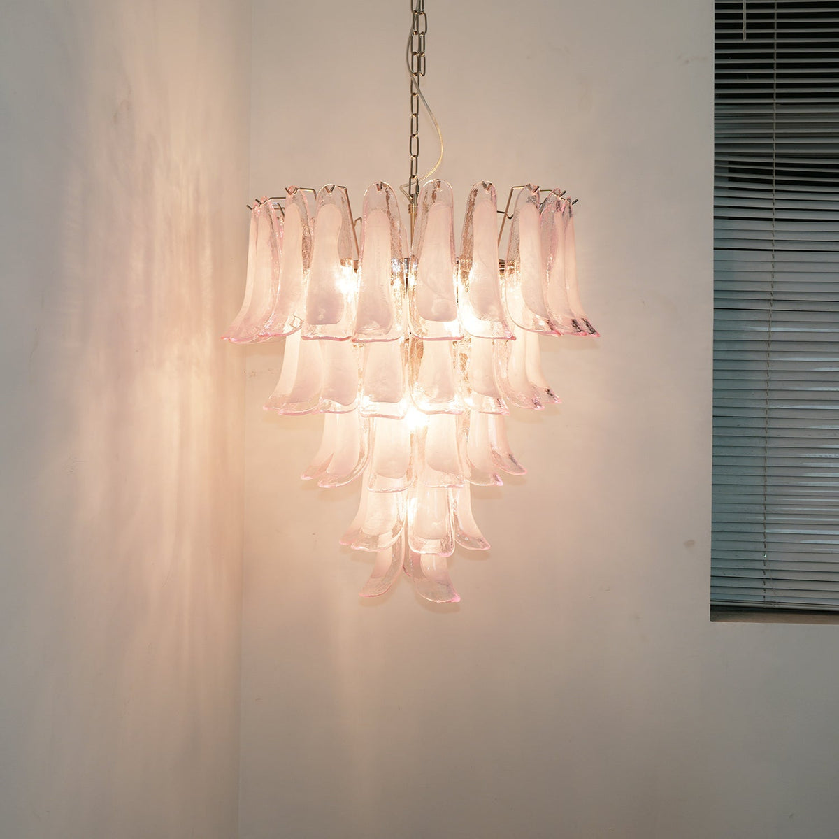 Murano Pink Glass Petals Chandelier