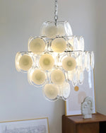 Murano Disc White Glass Chandelier