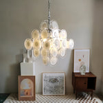 Murano Disc White Glass Chandelier