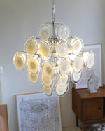 Murano Disc White Glass Chandelier