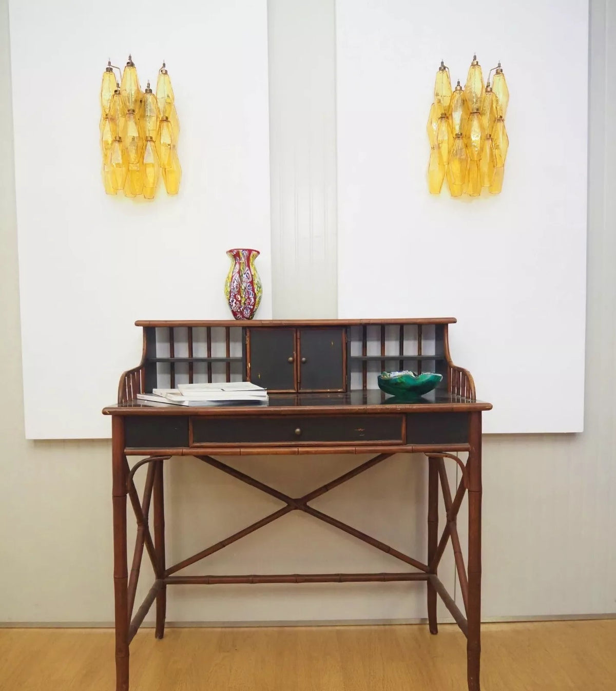 Murano Rhombus Amber Glass Wall Lamp