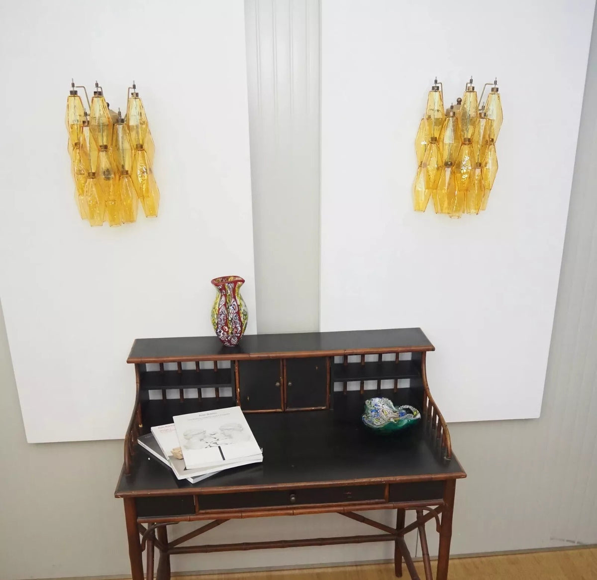 Murano Rhombus Amber Glass Wall Lamp