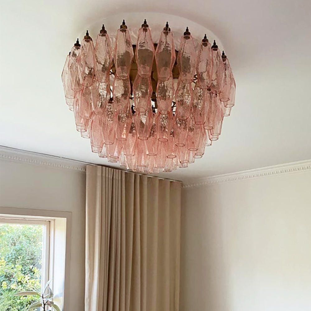 Murano Rhombus Pink Glass Ceiling Lamp