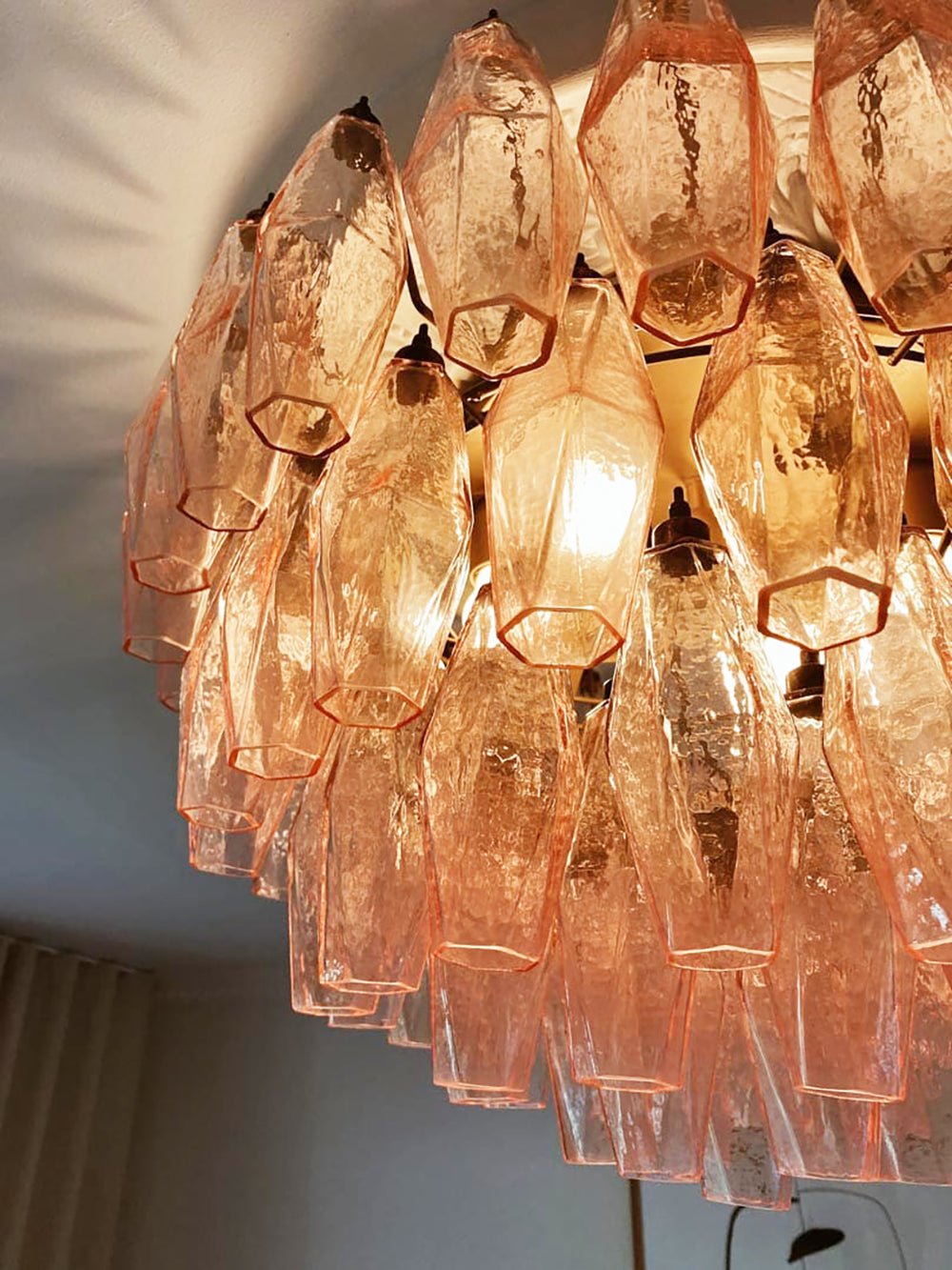 Murano Rhombus Pink Glass Ceiling Lamp