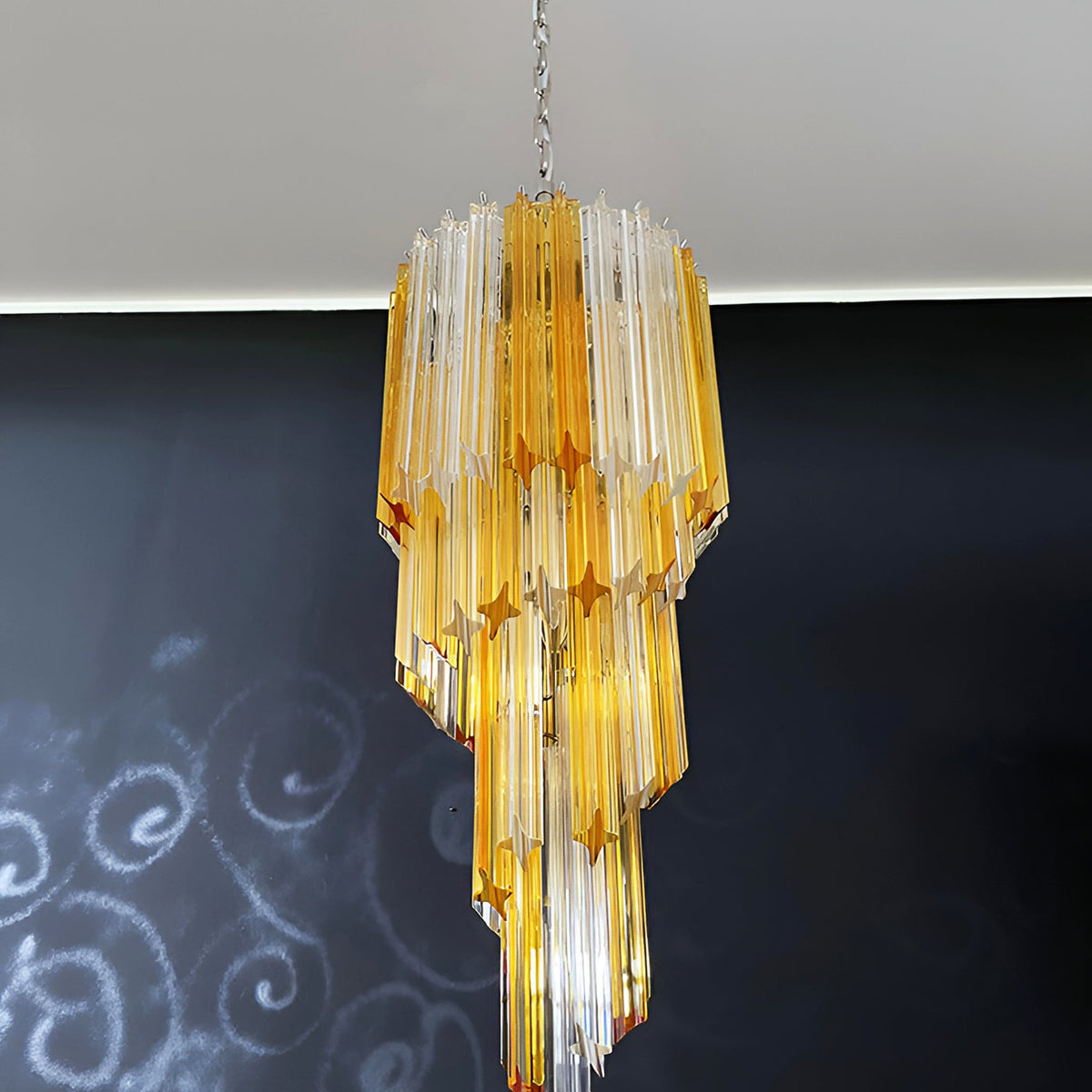 Murano Spiral Prism Glass Chandelier