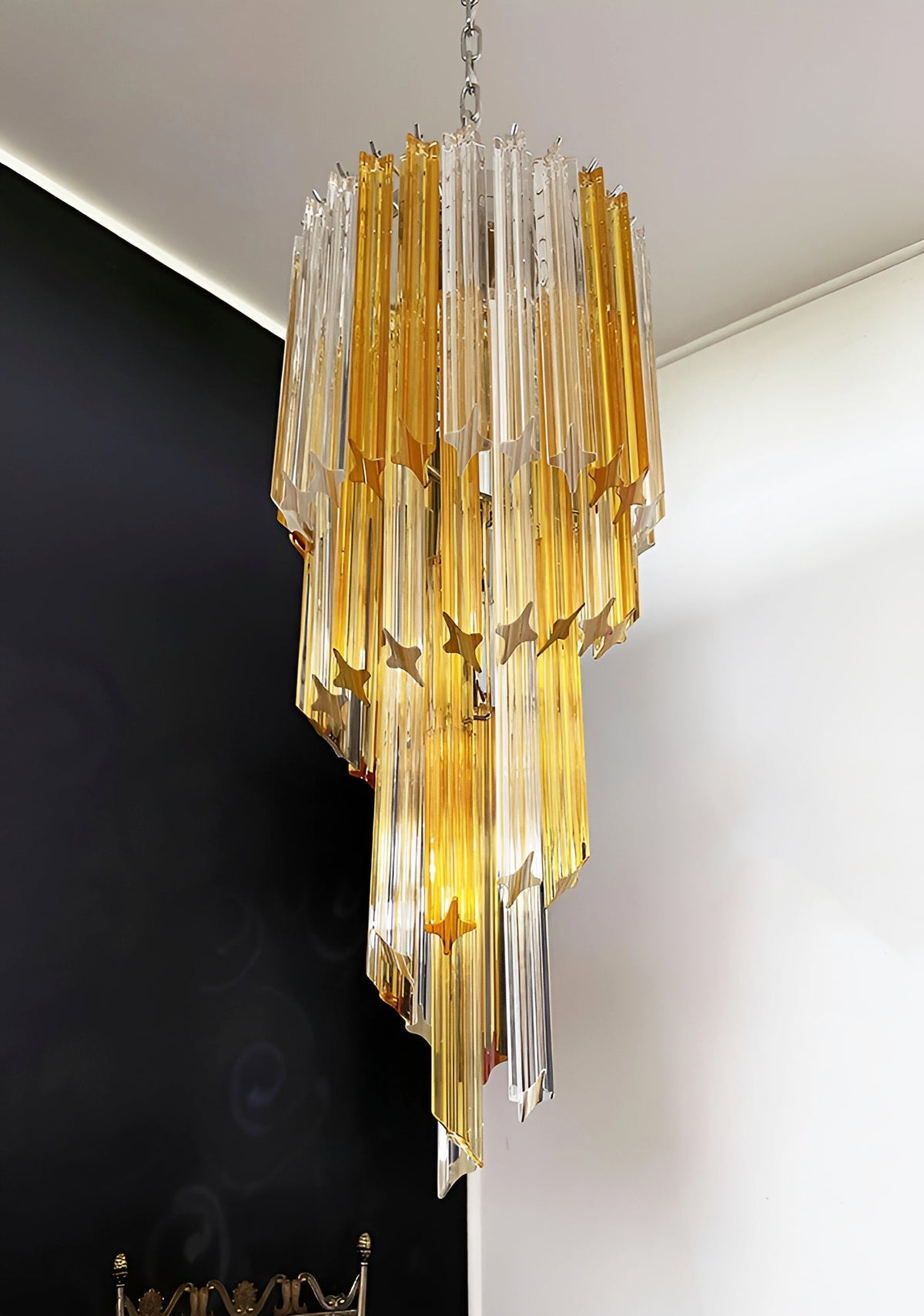 Murano Spiral Prism Glass Chandelier