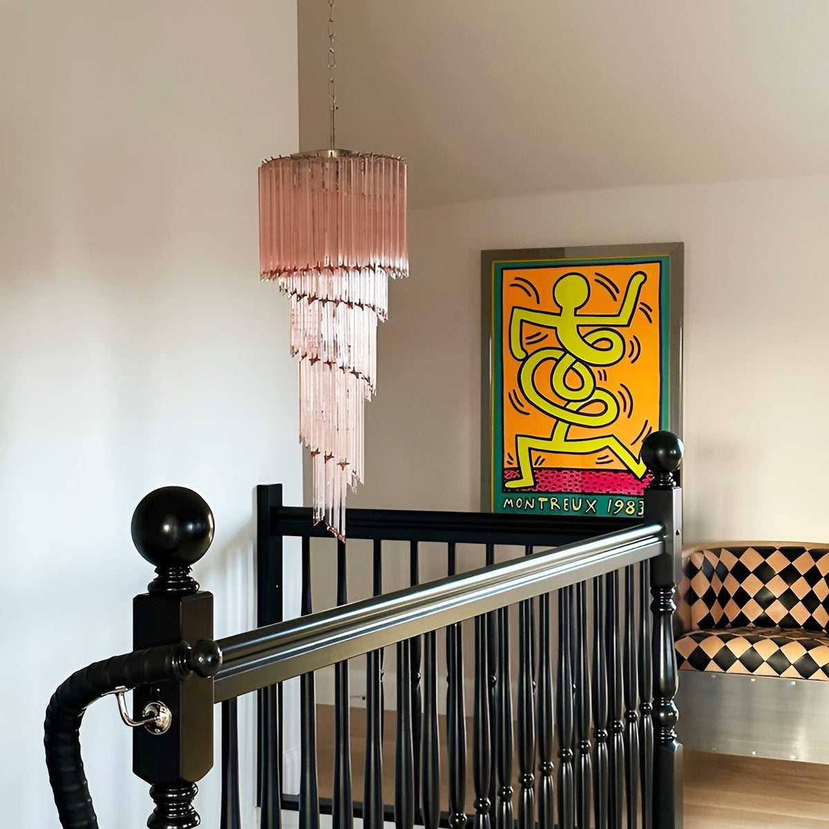 Murano Spiral Prism Glass Chandelier