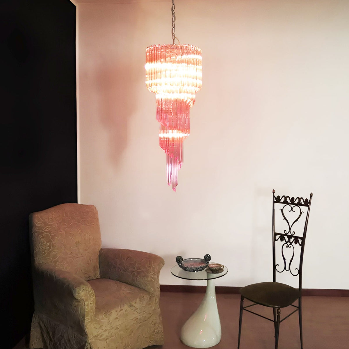 Murano Spiral Prism Glass Chandelier