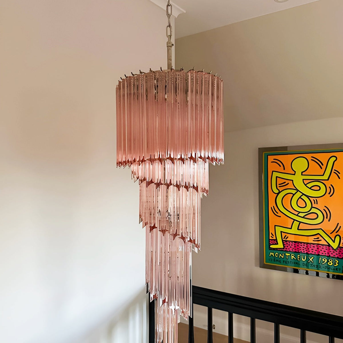 Murano Spiral Prism Glass Chandelier