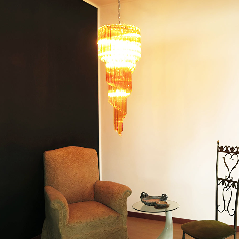 Murano Spiral Prism Glass Chandelier