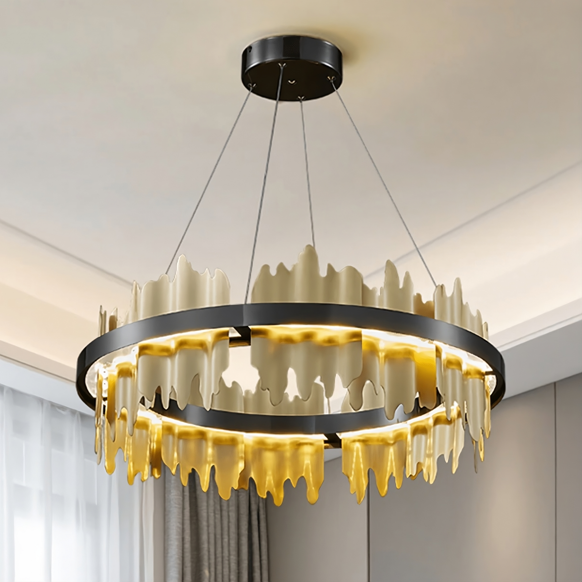 Nera Brushed Brass Modern Chandelier