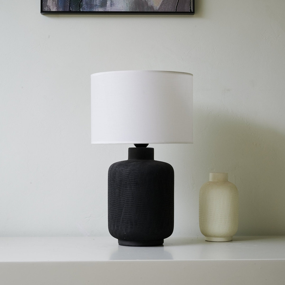 Nocturne Textured Black Table Lamp