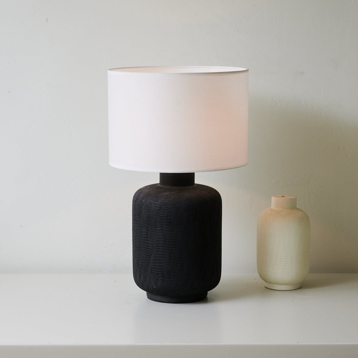Nocturne Textured Black Table Lamp