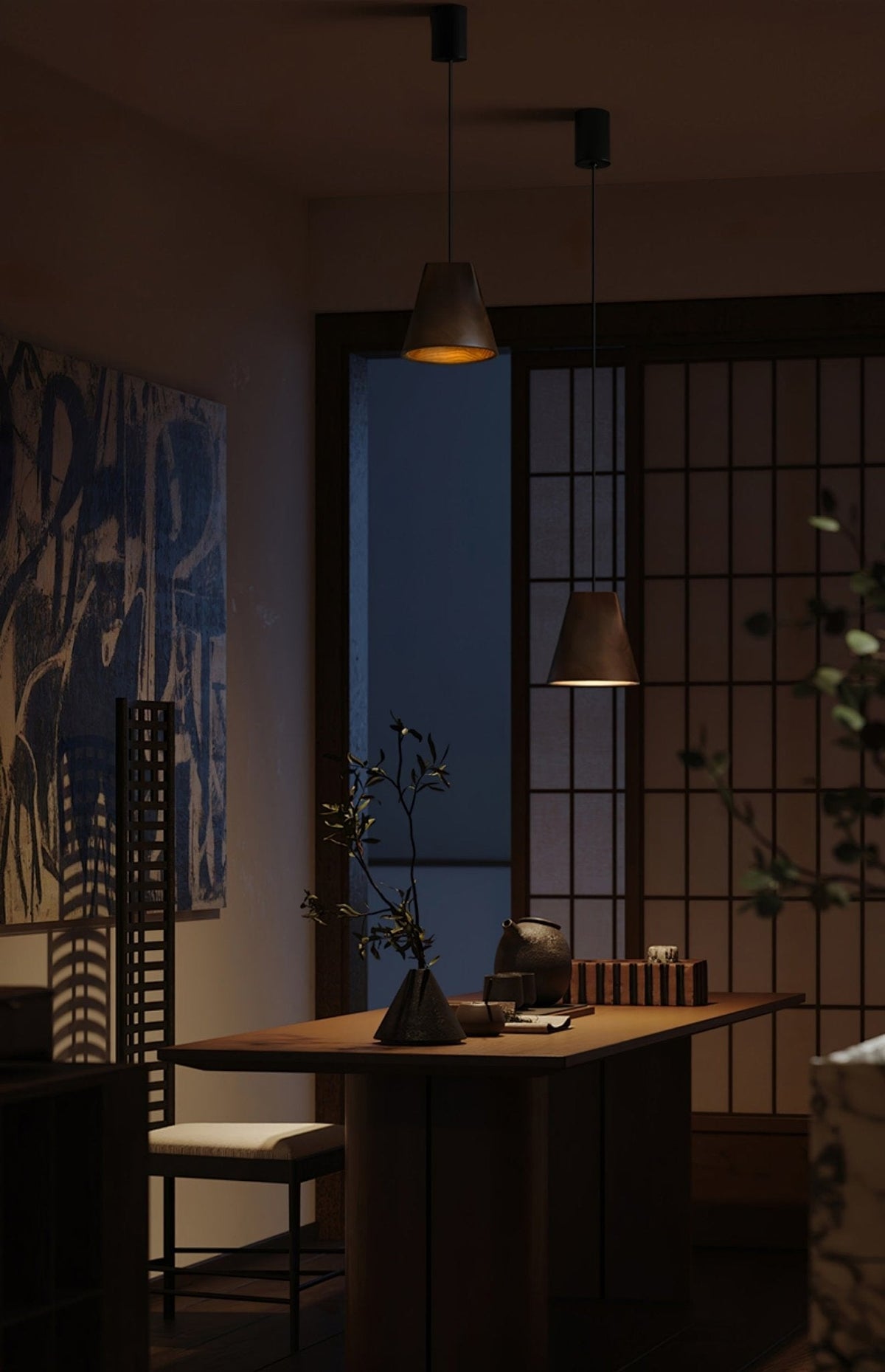 Nordic Tilted Wood Pendant Light