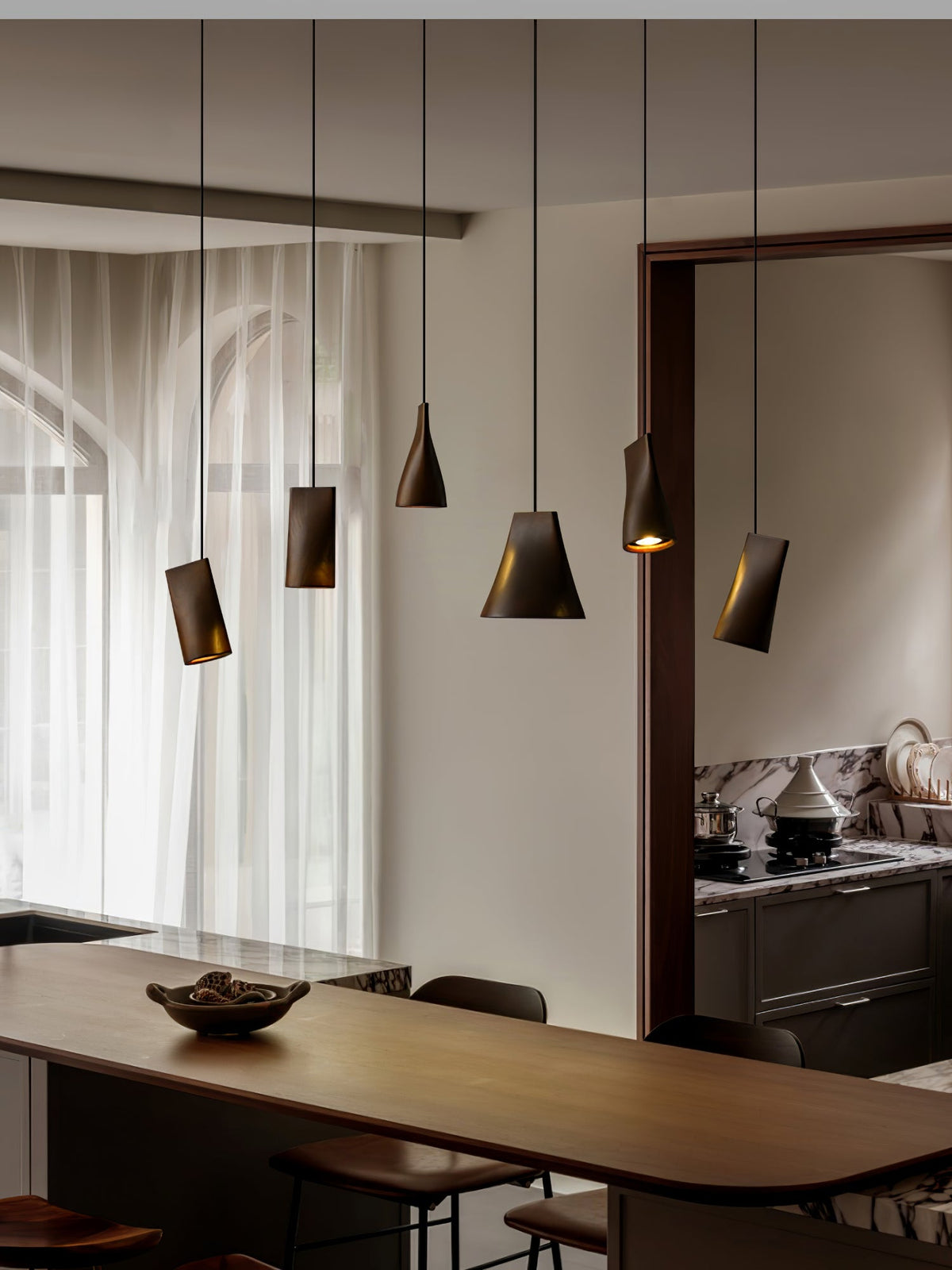 Nordic Tilted Wood Pendant Light