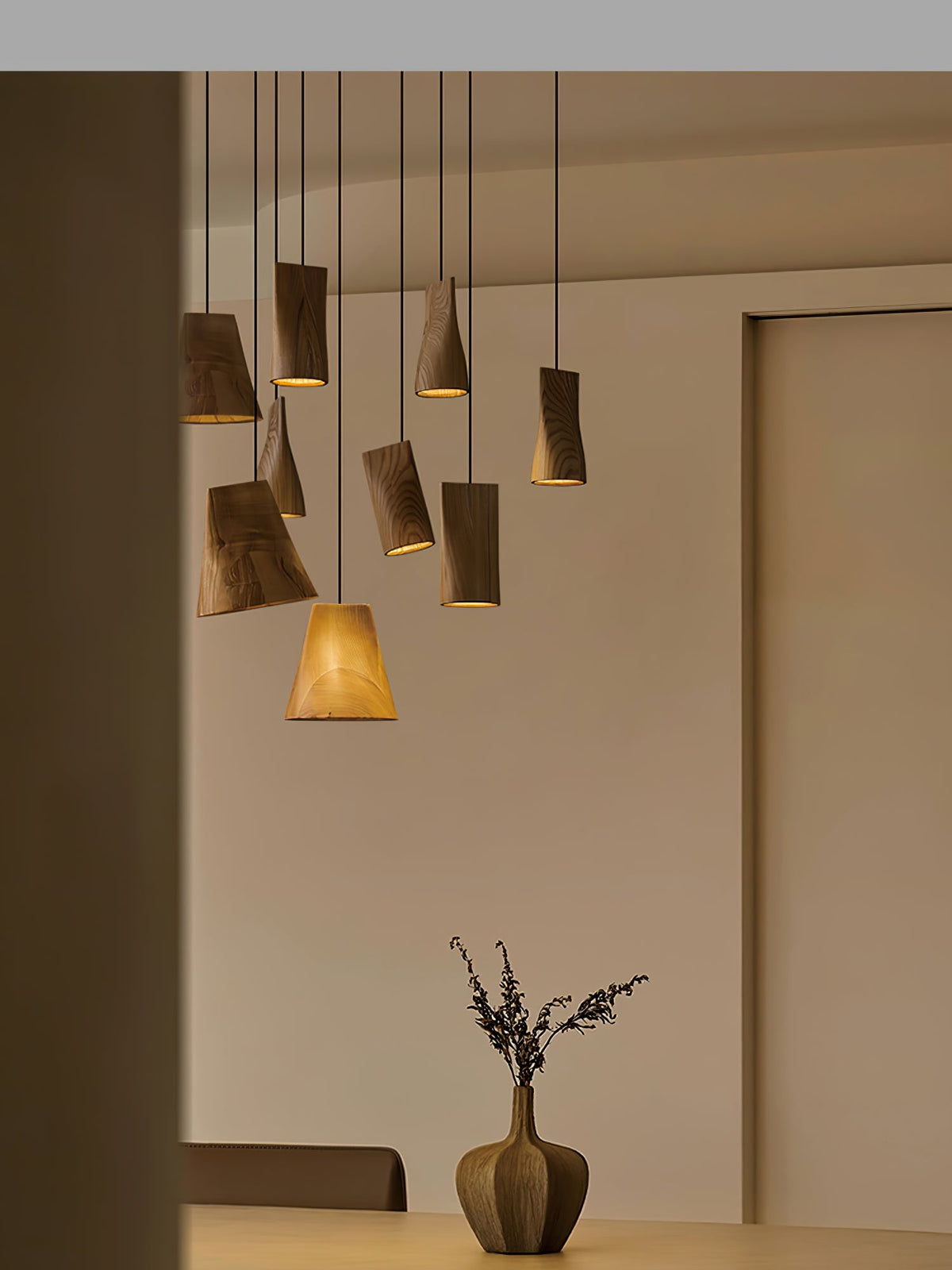 Nordic Tilted Wood Pendant Light