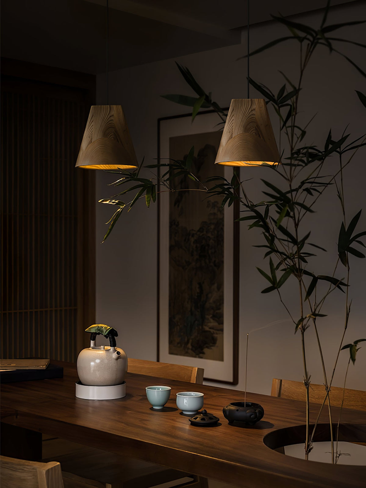 Nordic Tilted Wood Pendant Light