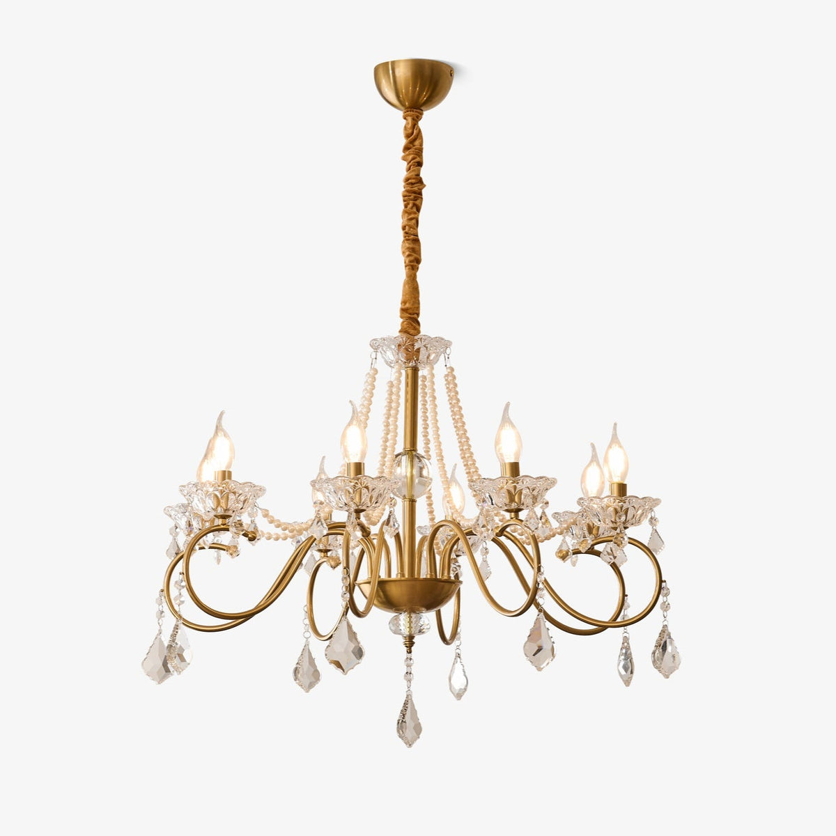 Opulent Pearl Crystal Chandelier