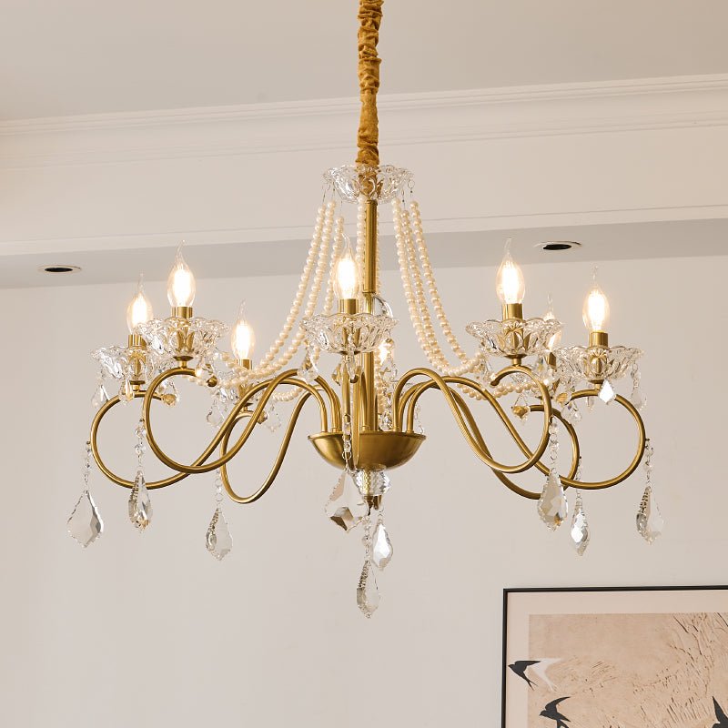Opulent Pearl Crystal Chandelier