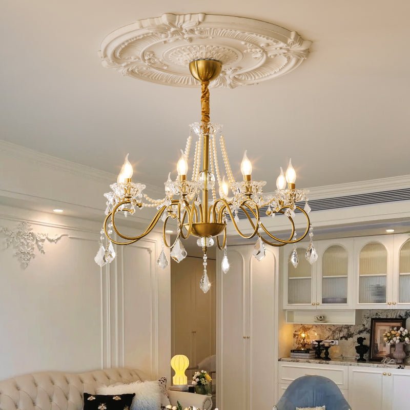 Opulent Pearl Crystal Chandelier