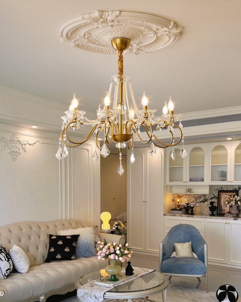 Opulent Pearl Crystal Chandelier