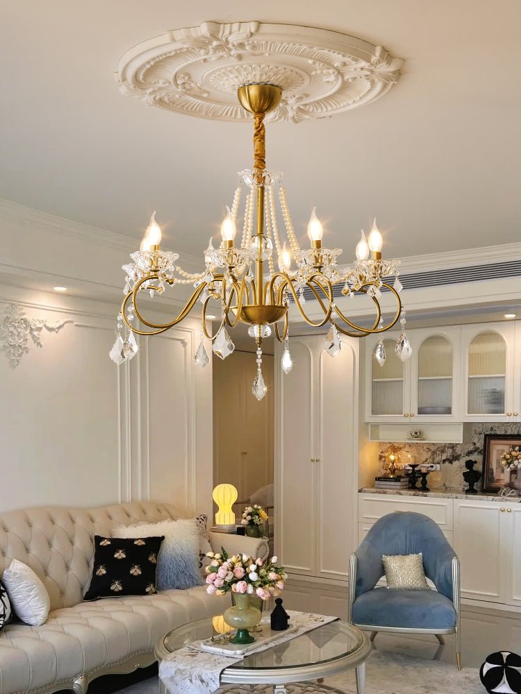 Opulent Pearl Crystal Chandelier