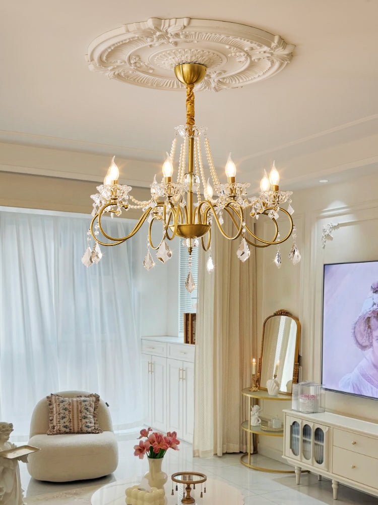 Opulent Pearl Crystal Chandelier