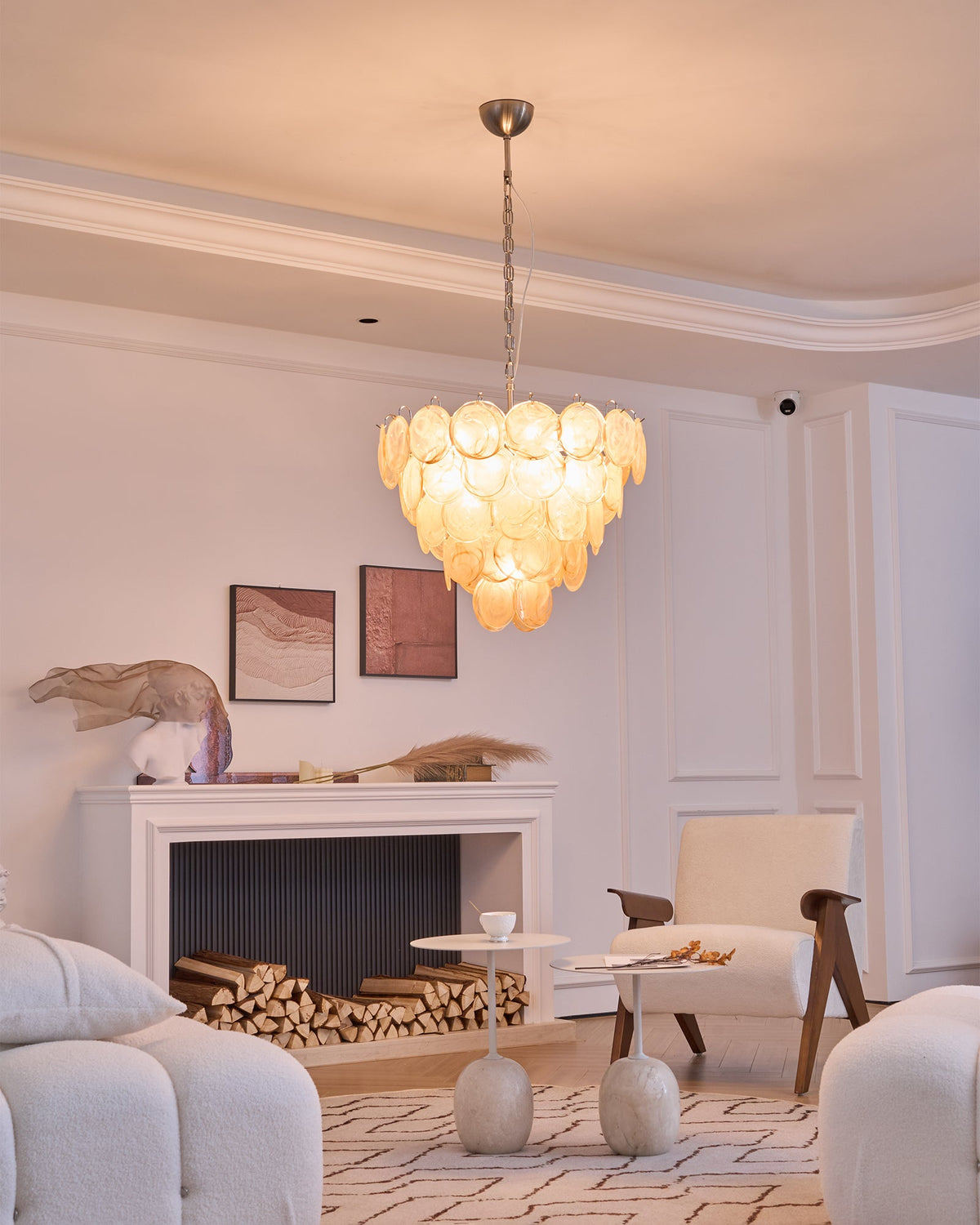 Orange Murano Disc Chandelier