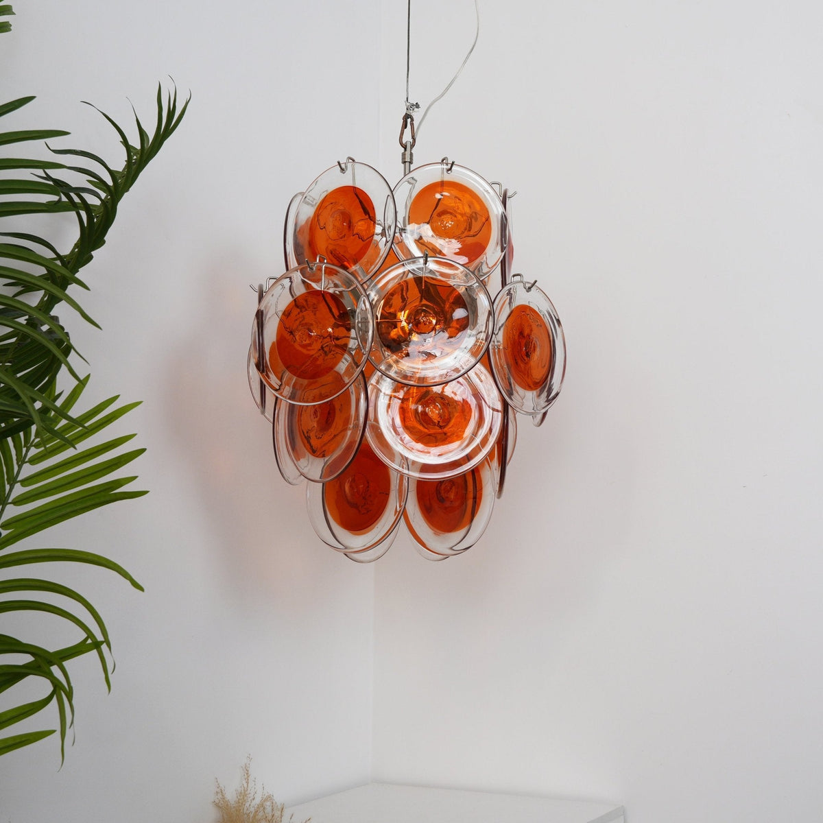 Orange Transparent Murano Disc Chandelier