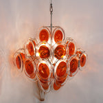 Orange Transparent Murano Disc Chandelier