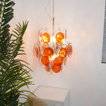Orange Transparent Murano Disc Chandelier