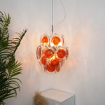 Orange Transparent Murano Disc Chandelier