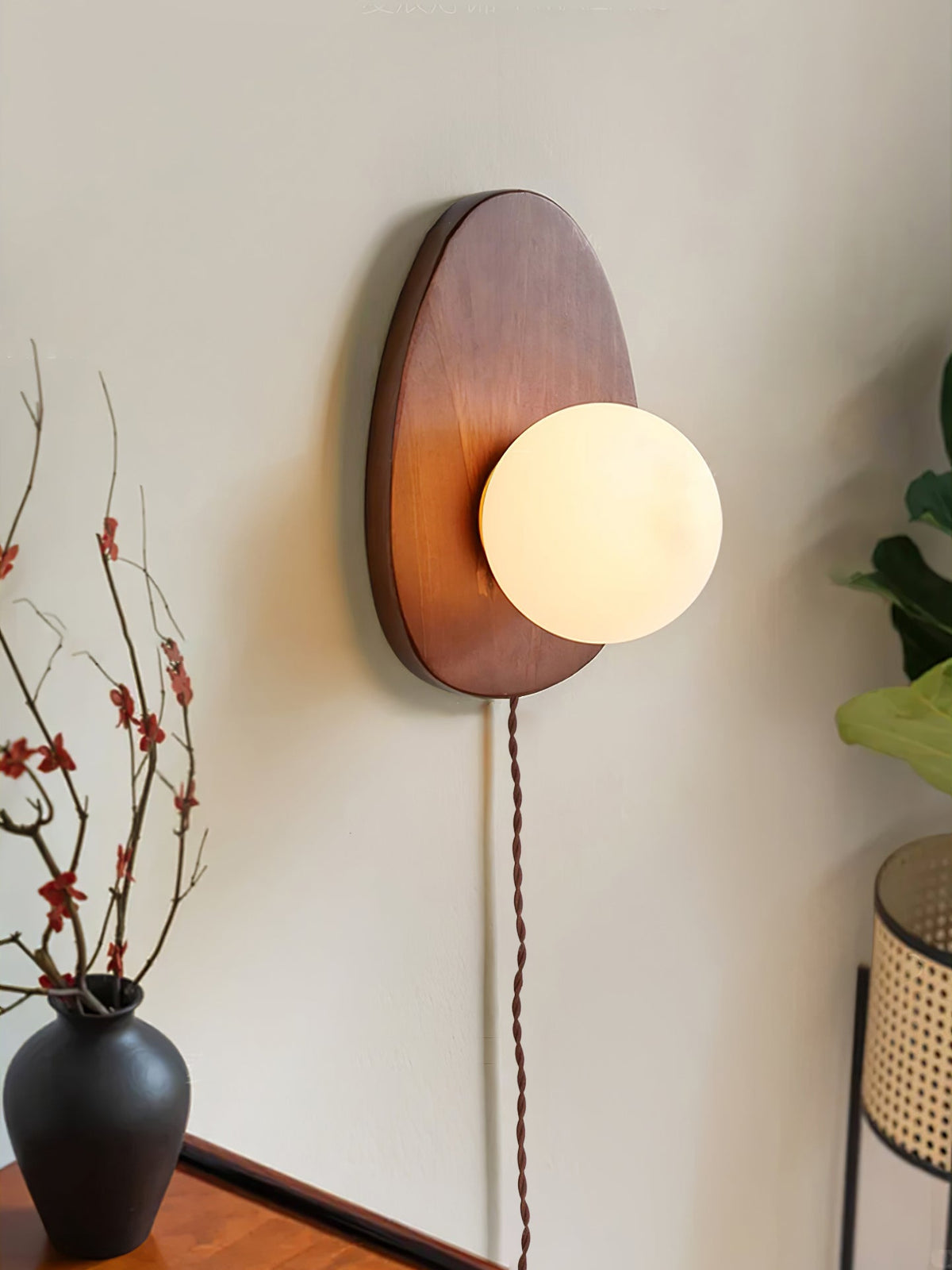 Orba Walnut Plug-in Wall Lamp