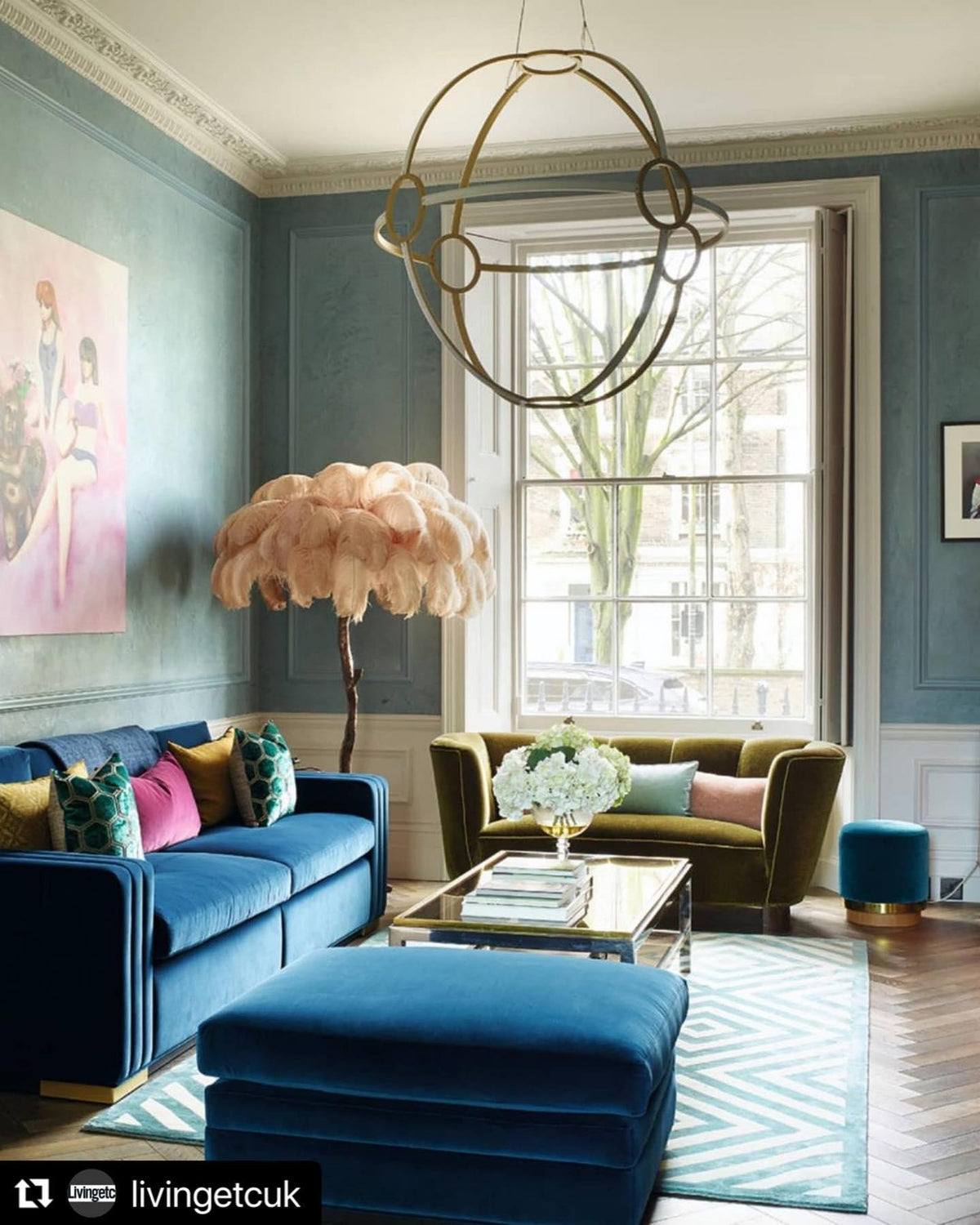 Ostrich Feather Floor Light 39.4″