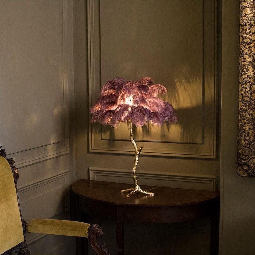 Ostrich Feather Table Lamp 29.5″