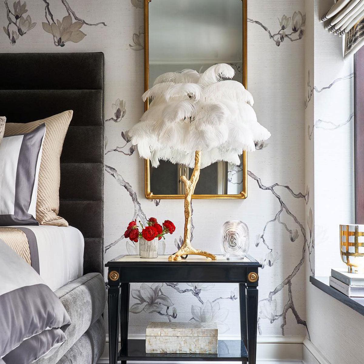 Ostrich Feather Table Lamp 29.5″