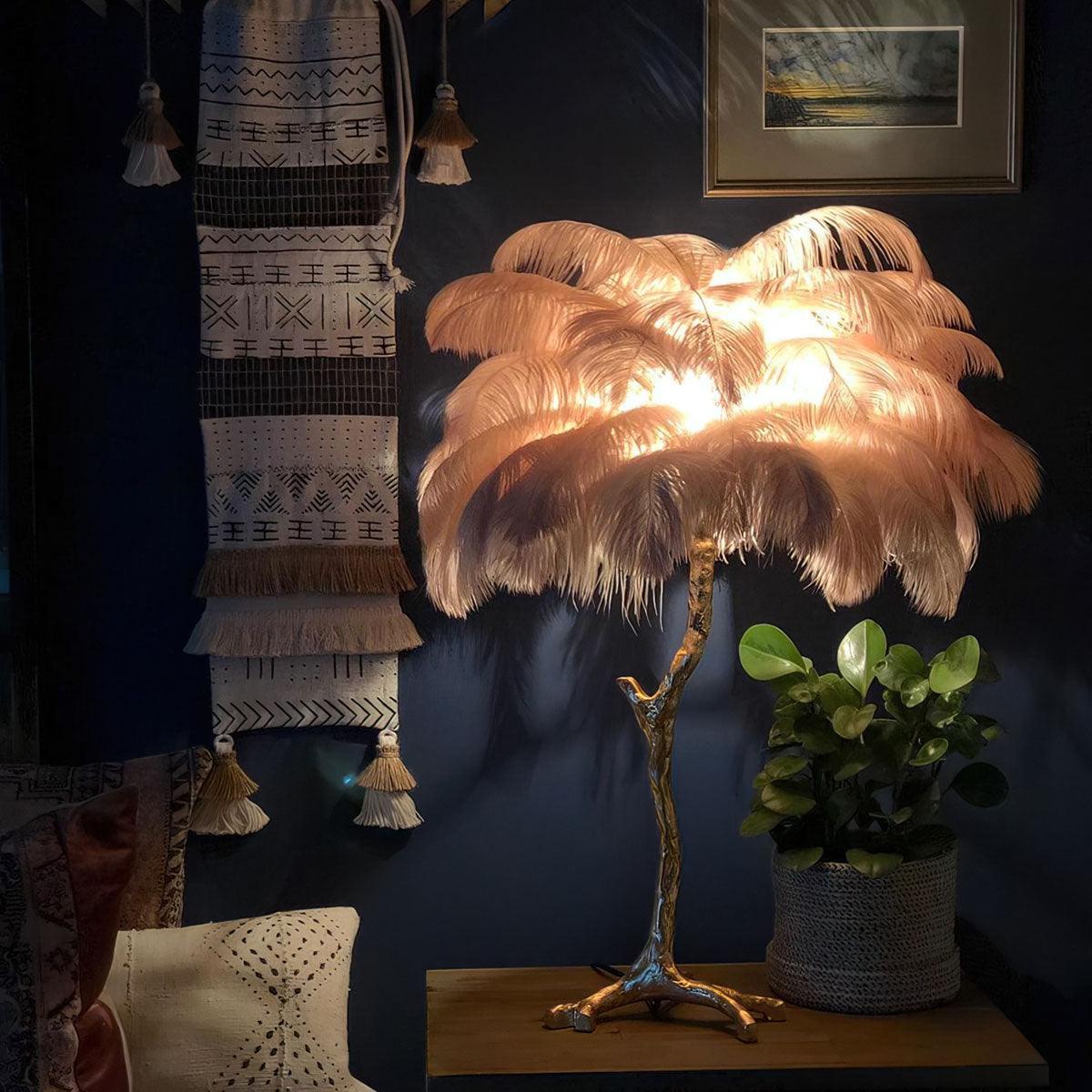 Ostrich Feather Table Lamp 29.5″