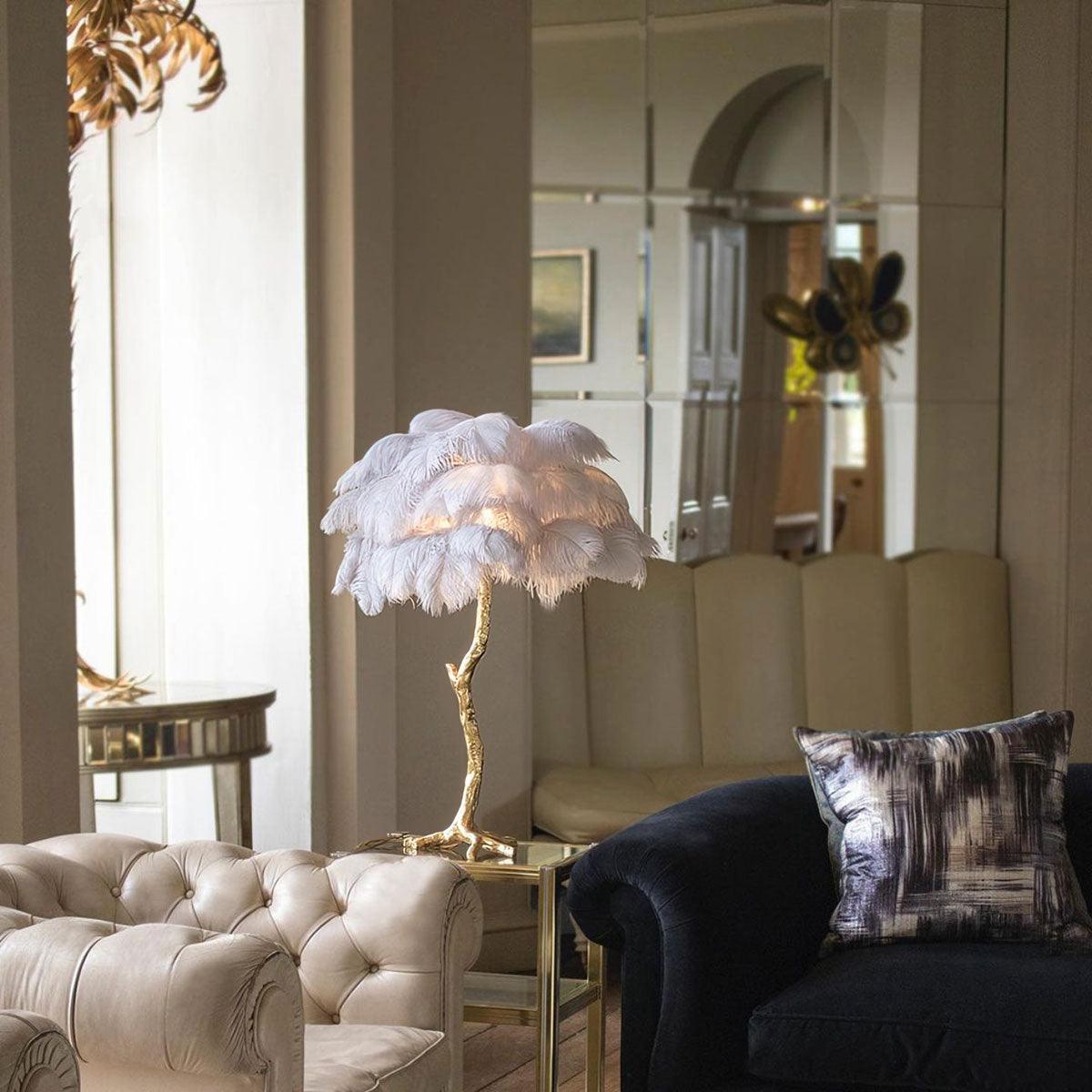 Ostrich Feather Table Lamp 29.5″