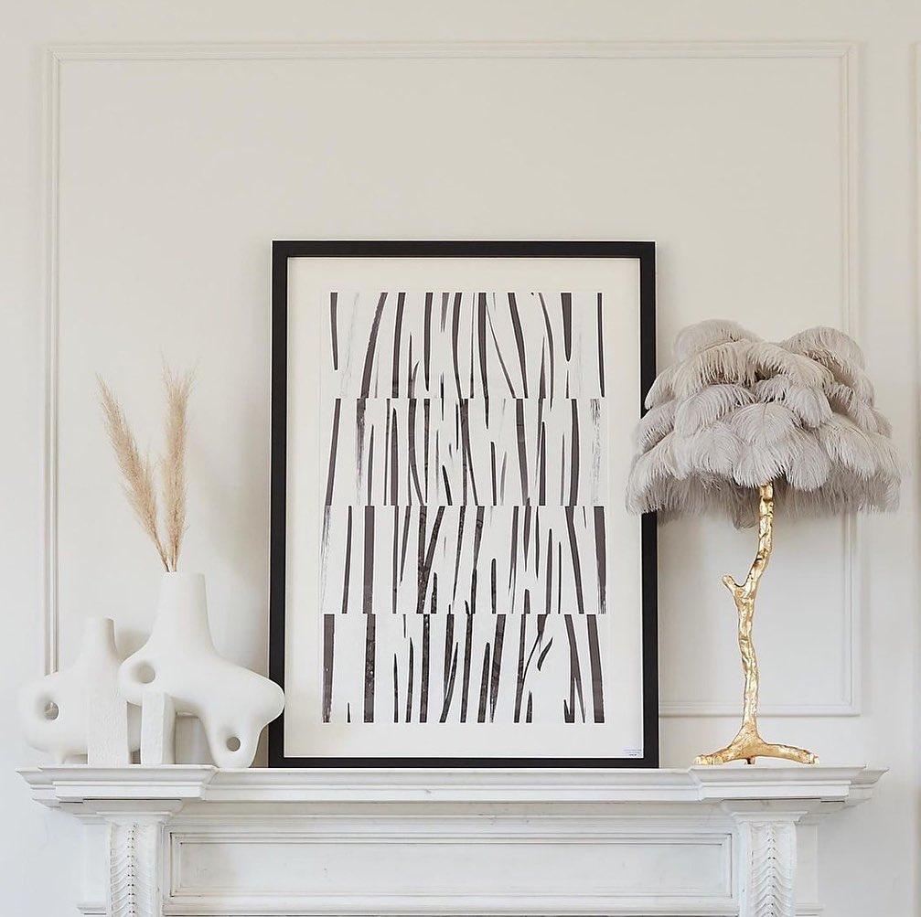 Ostrich Feather Table Lamp 29.5″