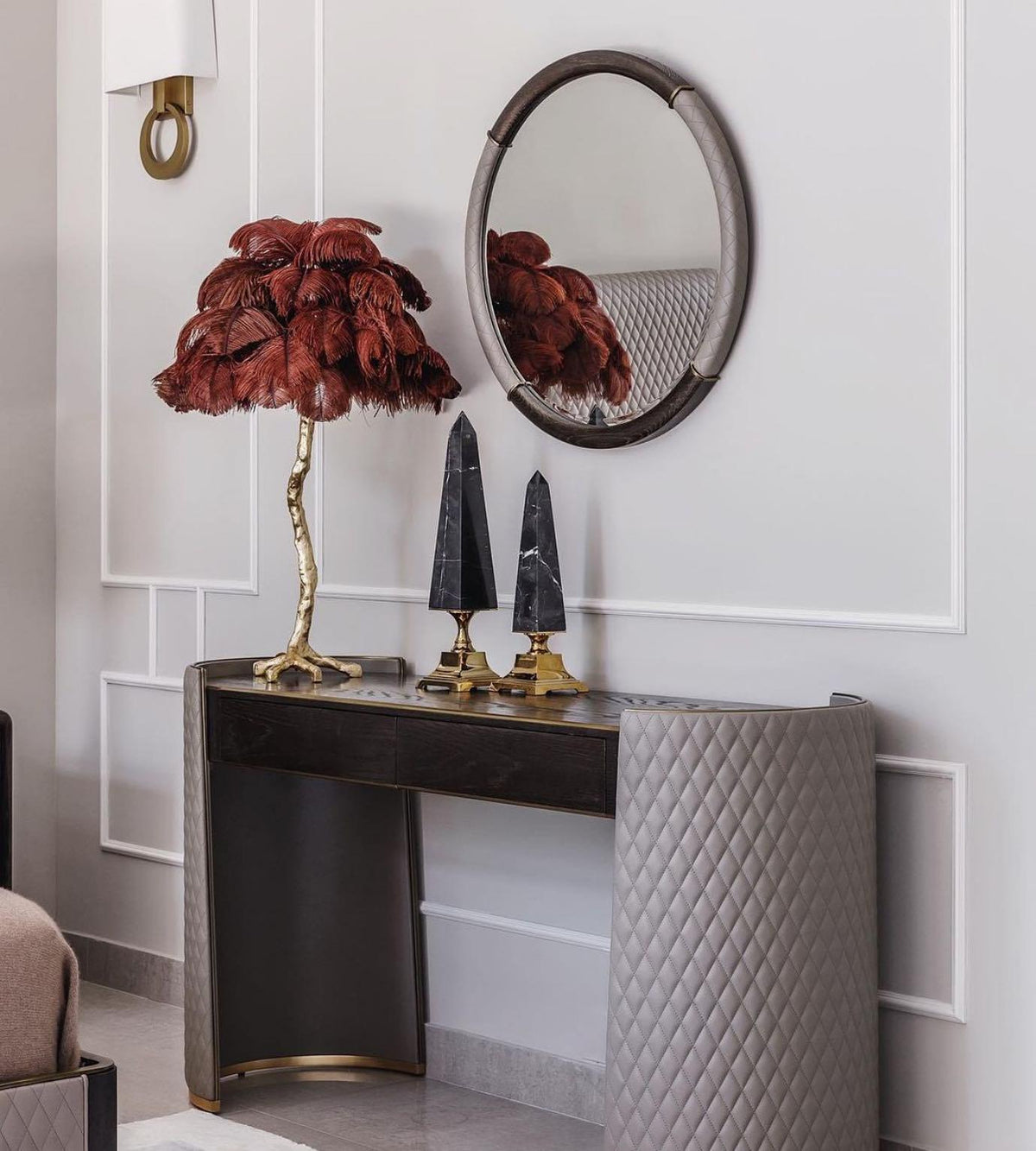 Ostrich Feather Table Lamp 29.5″