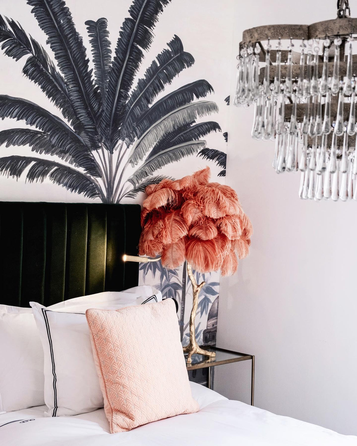 Ostrich Feather Table Lamp 29.5″