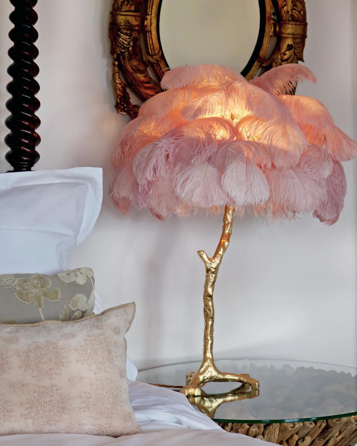 Ostrich Feather Table Lamp 29.5″