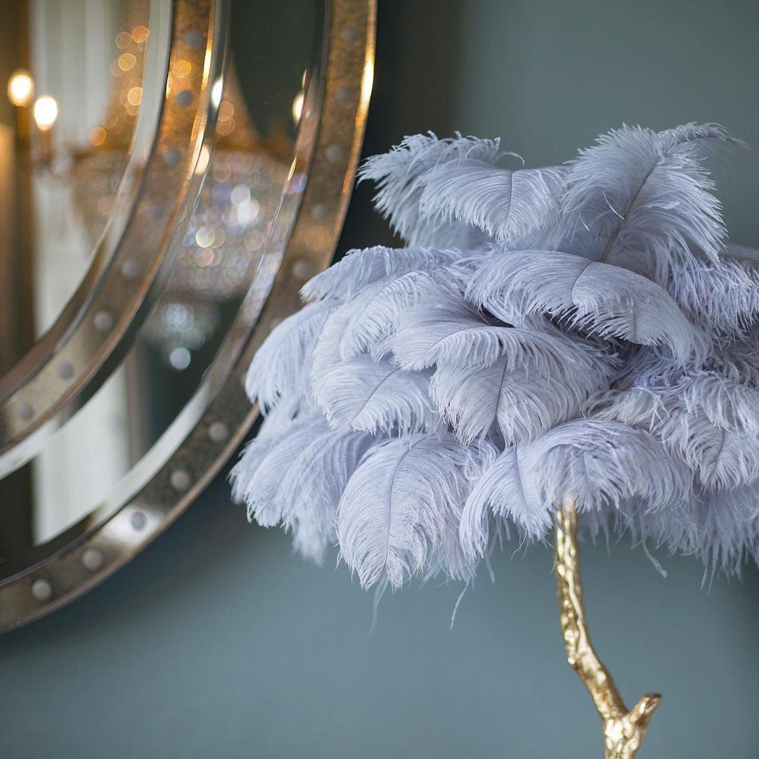 Ostrich Feather Table Lamp 29.5″