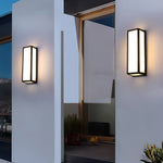 Rectangle LED Waterproof Motion Sensor Black Modern Wall Sconce Lighting