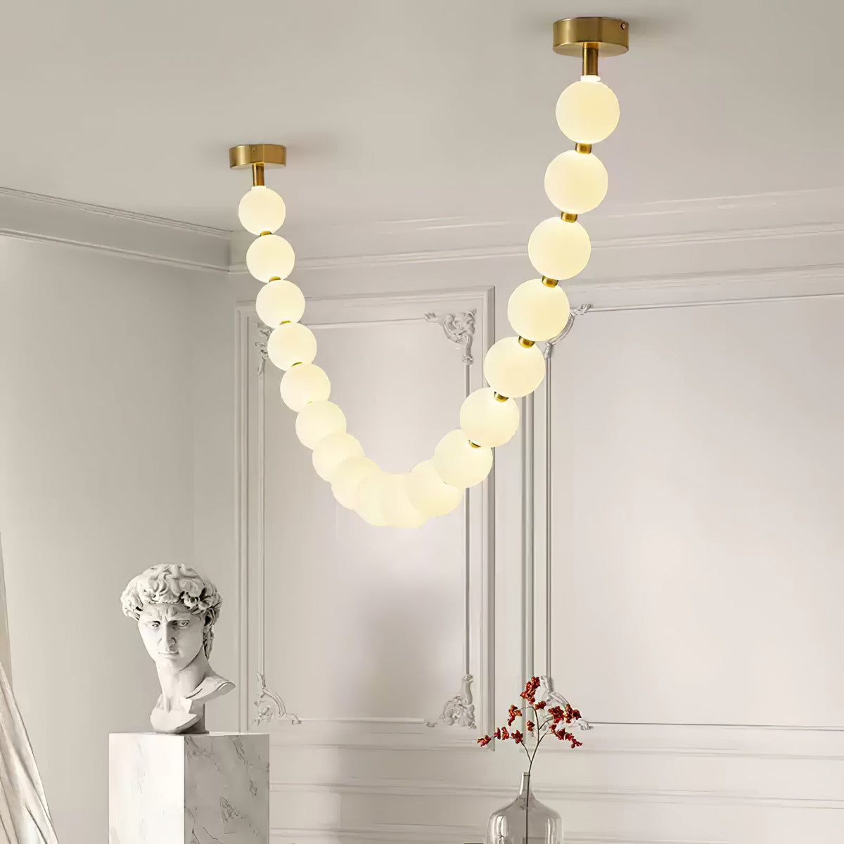 Pearl Glass Necklace Balls Chandelier