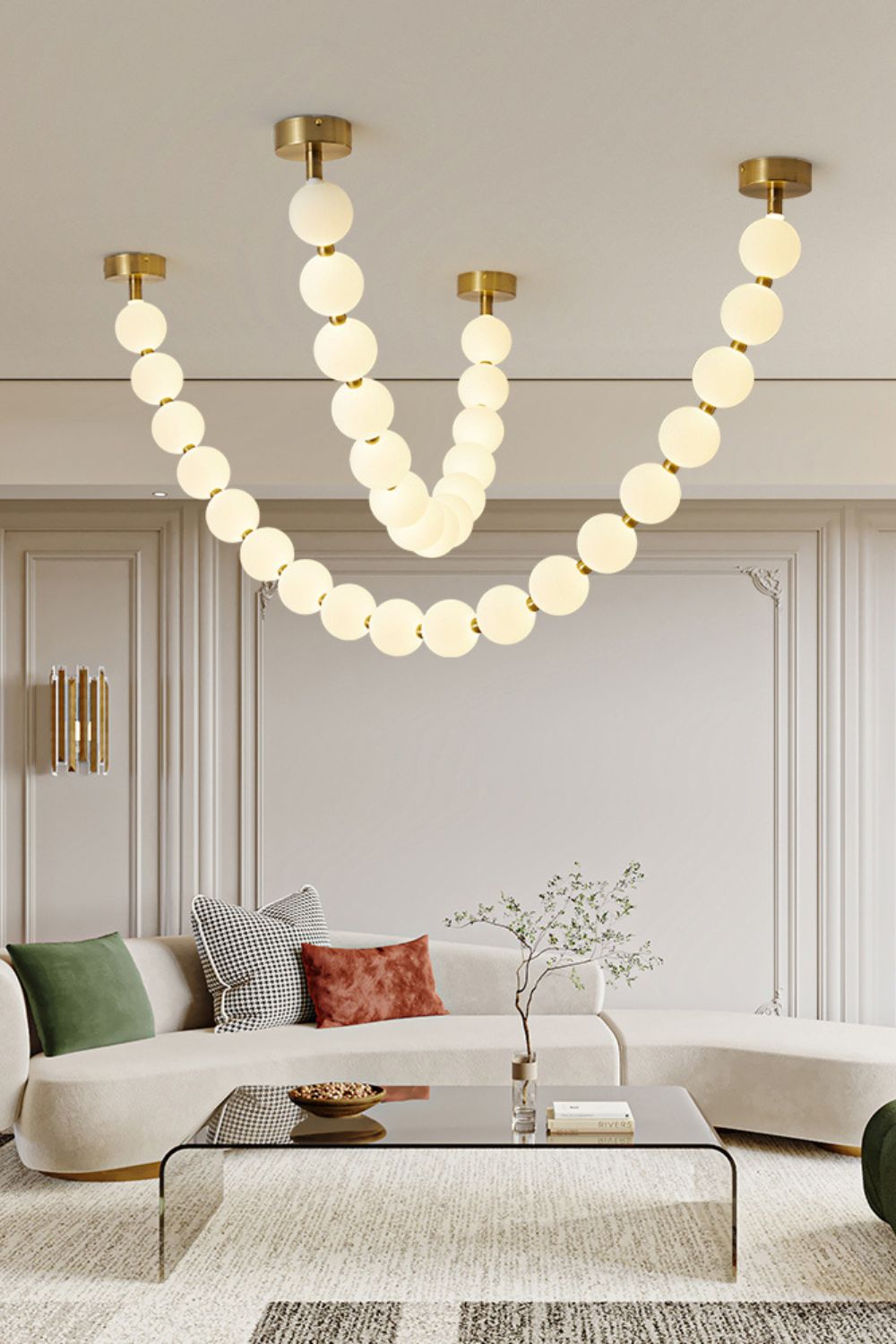 Pearl Glass Necklace Balls Chandelier