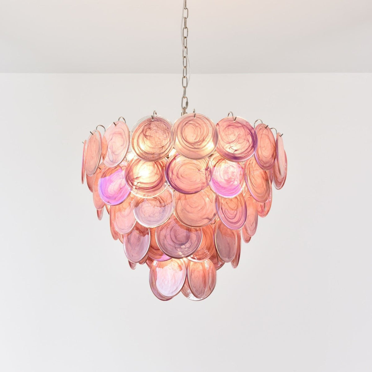 Pink Murano Disc Chandelier