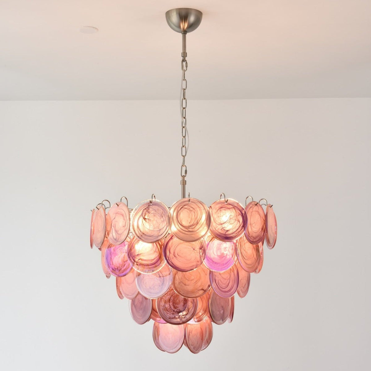 Pink Murano Disc Chandelier