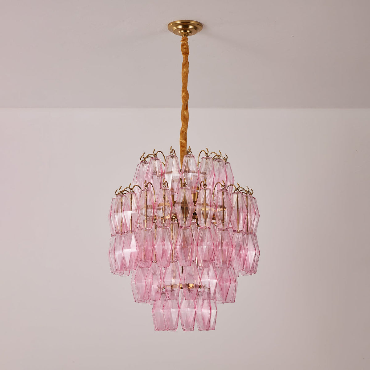 Pink Murano Glass Prism Chandelier
